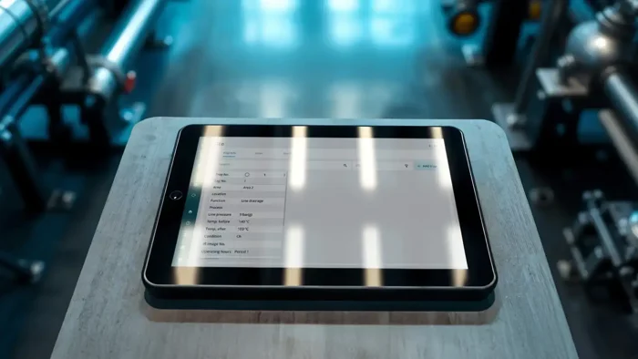 Bespoke app shown on tablet in boiler plant