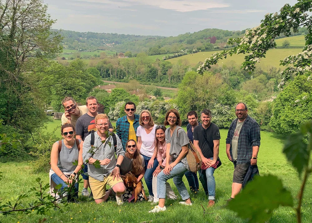 Digital Wonderlab team group photography out in the countryside